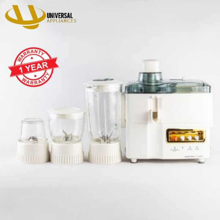 National Juicer Machine 4 in 1 - Electric Juicer Machine with Glass Jug, Chopper and Dry Mill - Electric Fruit Juice Extractor Juicer - Pure Copper Wiring Motor Machine - Heavy Duty Motor with 900W - Complete 1 Year Warranty
