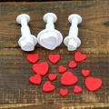 3Pc Heart Fondant Plunger Set Valentines Love Sugar Craft Cake Decorating Baking. 