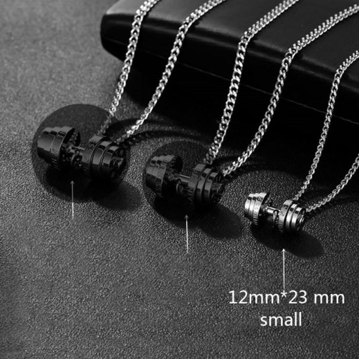 Stainless Steel Weights Necklace Gym Barbell Necklace Men's Mans Gold On The Neck Couple Pendan With A Barbell