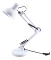White Colour Adjustable Aesthetic  Study Table Desk Lamp  3ft Approx. Flexible Metal Swing Arm 360 rotation E27 eye protection Decoration Simple Modern Ornaments Creative Bedroom Bedside Study Office Bedroom Reading Lamp with Heave Base. 