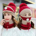 Wool Cap With Neck Warmer & Mask 3 pcs set .  3 PCS LADIES WOOL CAP SET CAP  NICK  MASK   Material: Soft & Skin-Friendly Wool Fabric Unisex Caps(For LADIES)  7 BEAUTIFUL COLORS AVAILABLE. 
