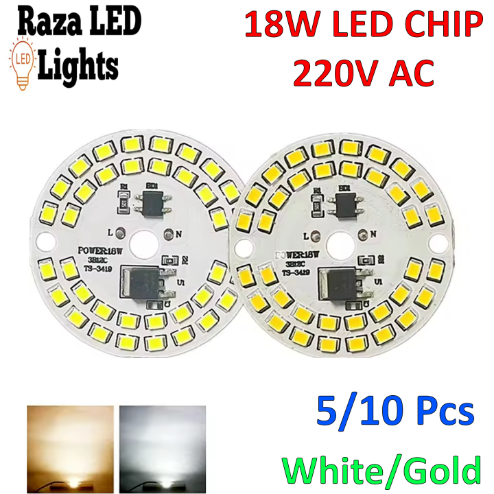5/10 Pieces 18W LED Light Chip Bulb Lamp DOB AC 220V For LED Bulb Repairing - White Gold
