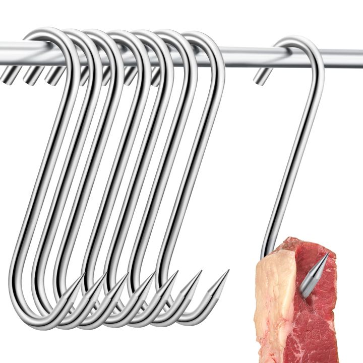Steel Hanging Meat Hook Butcher Hooks Processing S Shaped Meat Equipment Heavy Duty Meat Hanging Hooks Meat Hangers for Beef Sausage Fish Turkey Chicken Ribs