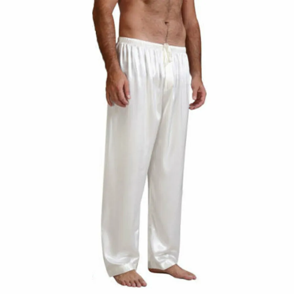 Casual Men Pants Loose Silk Satin Pajamas Nightwear Sleepwear Pyjamas Pants Sleep Bottoms Trousers Daraz.pk