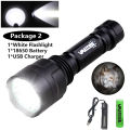 Super LED Flashlight C8 1-Mode 350LM 600-800 Yards Range Tactical Hunting Led Torch for Night Riding Camping Hiking Using 18650. 