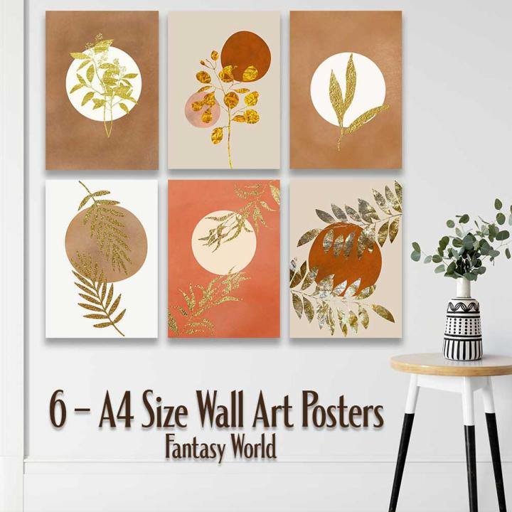 6 A4 Size Minimalist Boho Wall Art Posters, Home & Room Decoration Items, Wall Decor Posters, Home Decor Wall Art, HD Quality Prints, Wall Hanging Room Decor Items, Wall Photo Cards