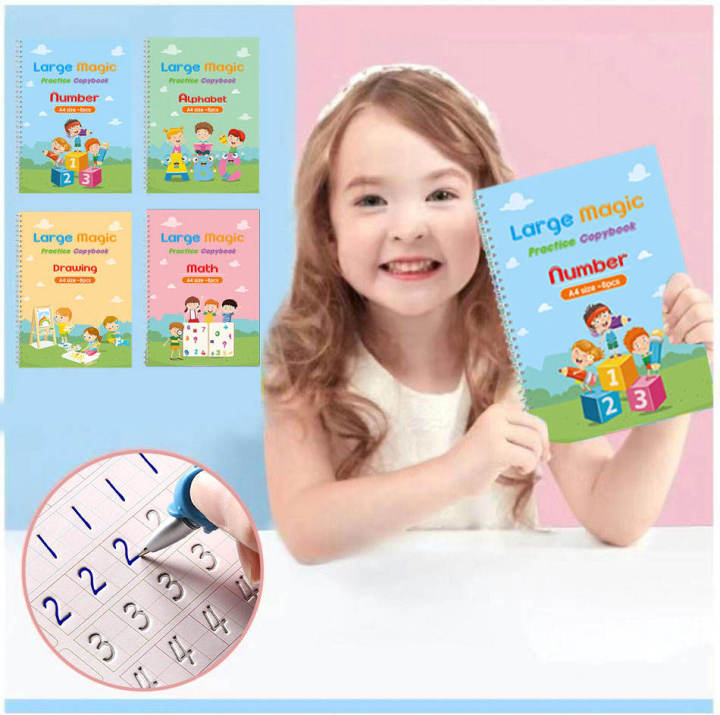 Magic Learning Pdf Set of 4 Sank Magic Learning Book with Magic Pen & 5 refills, Practice ...
