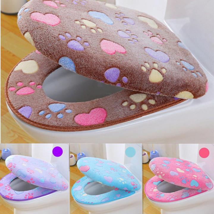 Thick Coral velvet luxury toilet Seat Cover Set soft Warm One / Two-piece toilet Case Waterproof Bathroom WC Cover