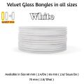 White | 24 pieces/ 2 Dozen velvet glass bangles of all sizes ( do, sawa do , dhai ). 