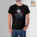 New Kakashi Digital Printed T Shirt For Men - Black - Stylish And Premium Quality Graphic Tee For A Trendy Appearance. 
