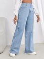 Wide Leg Ice Blue Denim Jeans For Women/Girls/Female Export Quality Fashion Baggy Jeans. 