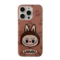 100% Quality+COD Brown Labu cloth wristband phone case suitable for iPhone 16/1514/13 Promax double-layer hard shell hand-held chain hanging rope. 