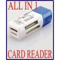 All Card Reader, Sd Card Reader, Memory Card Reader Multi Card Reader ALL IN 1 CARD READER All Cards Reader, Sd Card & Memory Cards Reader 4 in one Card Reader (SD Card, MS Card, T Flash Card, M2 Card) for Computer, Laptop, Mobile, DVR, LED TV, Camera, an. 