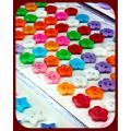 77 Pieces Of Flower Shape Sticky Colorful Fancy Buttons. 