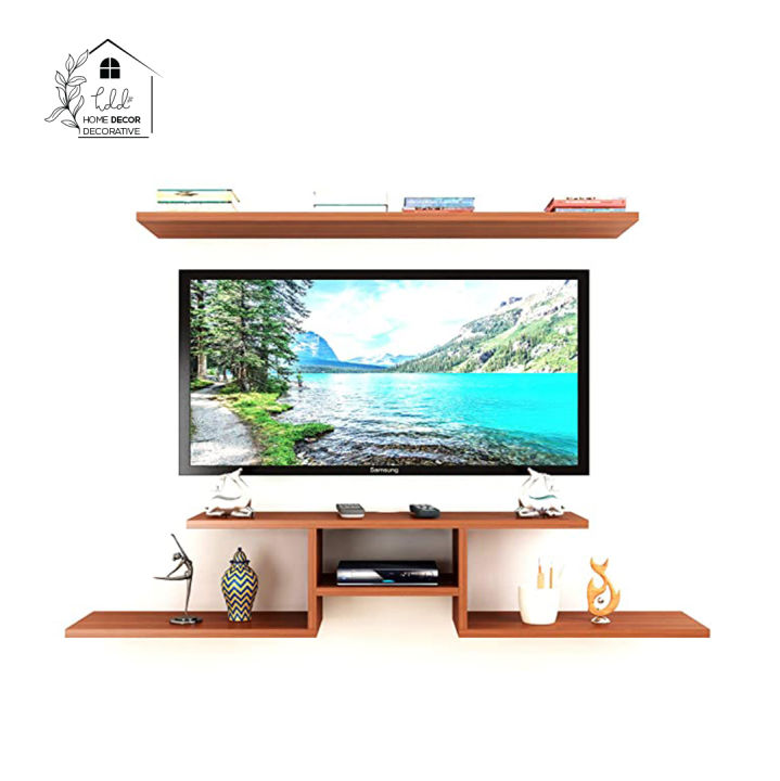 Floating TV Shelf Entertainment Center Wall Mounted Media Console with Set Top Box Stand and 5 Wall Shelves Display Rack (D.I.Y) by Home Decor Decorative