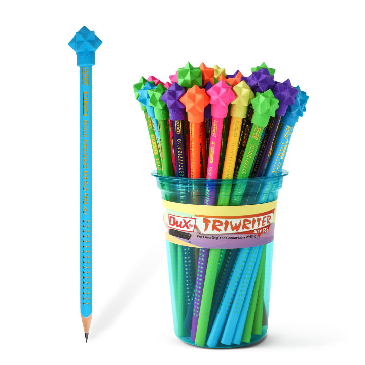 Dux Triwriter Pencil Star Rubber Jar DX-666 (Pack of 48 Pcs)