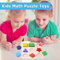 Wooden Geometric Shapes Puzzle - Multicolor Kids Early Educational Toys. 