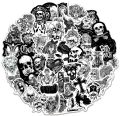 50/100pcs Black White Gothic Style Horror Sticker Waterproof Decal For DIY Laptop Skateboard Phone Car Sticker Patches for Kid. 
