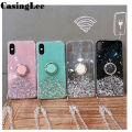 Casinglee for Samsung Galaxy A70 case Shiny Ring Glitter Soft Transparent Holder Stand Back cover with String for Samsung A70 Phone cases cover Stars Moon Girls. 