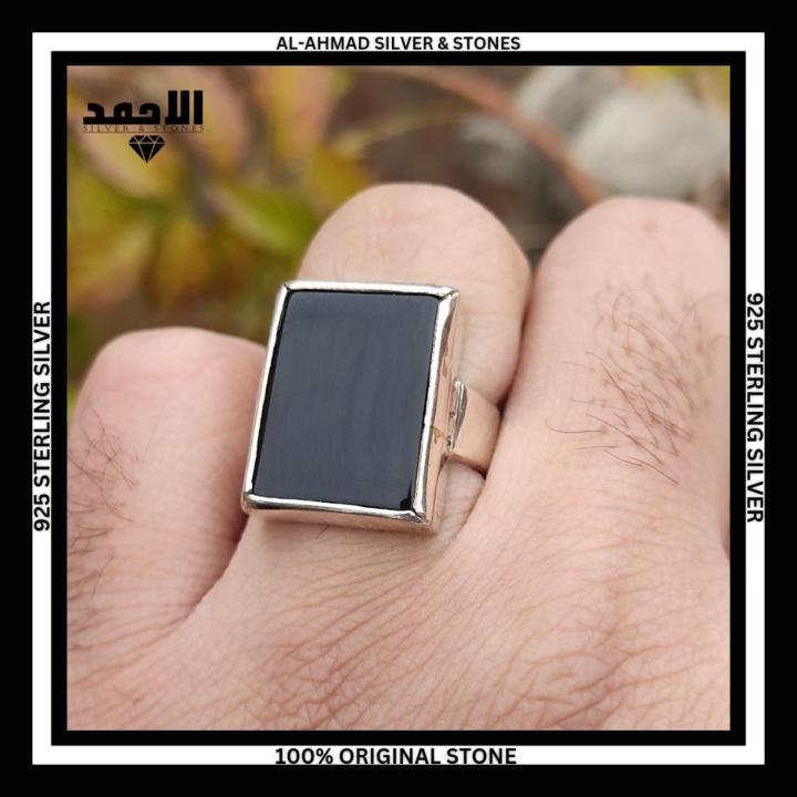 silver ring aqeeq stone