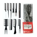 Pack of 10 - Professional Salon Hair Comb Set - Black. 
