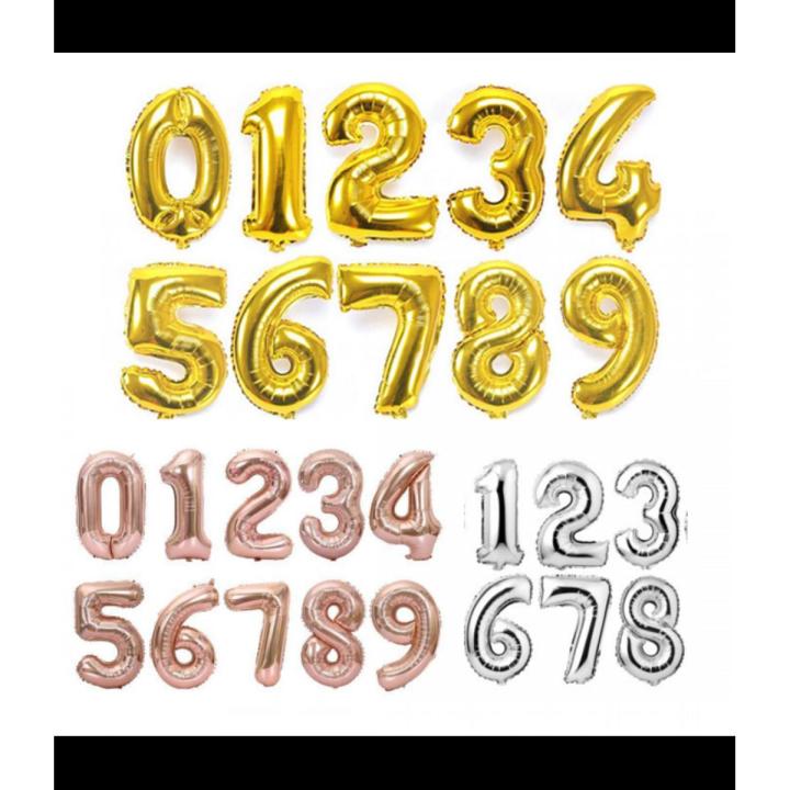 16 Inches Gold Number Silver Number Foil Balloon/ Gold/Silver Digital Balloons/ 16 inches Number Foil/ Globos Birthday Party Decoration Kids Baby Shower Supplies