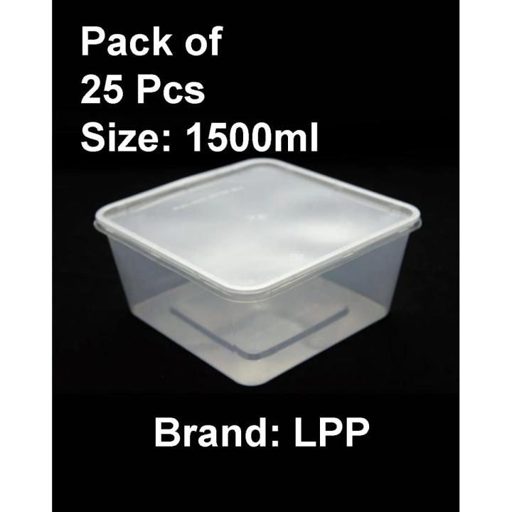 Pack of 25 Pcs 1500ml Food Container Storage Boxes with