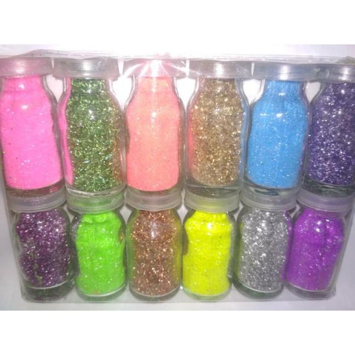 Pack of 12 Glitter Bottles for Art and Craft