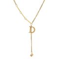 Yhpup Statement Letter D Pendant Necklace Gold Metal Stainless Steel Chain Jewelry Trendy Collar Collier. 