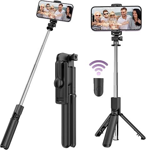 Selfie Stick Tripod with Remote Wireless Buetooth for iPhone 14 13 12 Pro Max/iOS, Portable Extendable Selfie Stick Phone Holder a55 c