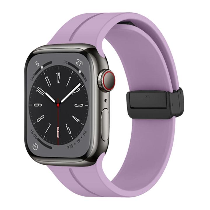 Sports Silicone Magnetic Lock Watch Band Strap For Appl Watch 38mm 40mm 41mm 42mm 44mm 45mm 49mm Ultra All Series 1 to 8