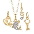 Superb Lot - 4 Superb Brand New Necklaces with Genuine Diamonds Beautifully Crafted in Gold plated Silver.. 