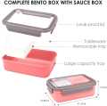 MSURE Bento Box Lunch Box and Kids, Adults, Takeaway Plastic Lunch Box and Food Storage Box, 3-Compartment Bento Style Food Container. 