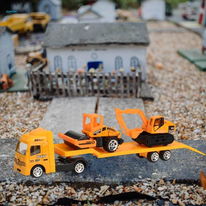 1/64 Scale Tow Truck Pull Back Truck Educational Toys Crane Trailer Tow Truck Toy for Children