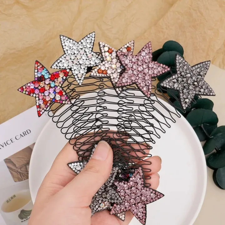 2Pcs%20Star%20Rhinestone%20Hair%20Clips%20Comb%20Hair%20Broken%20Tidy%20Artifact%20Headband%20Metal%20Hairpins%20for%20Bridal%20Wedding%20Hair%20Accessories%20Headwear%20-%20Image%203