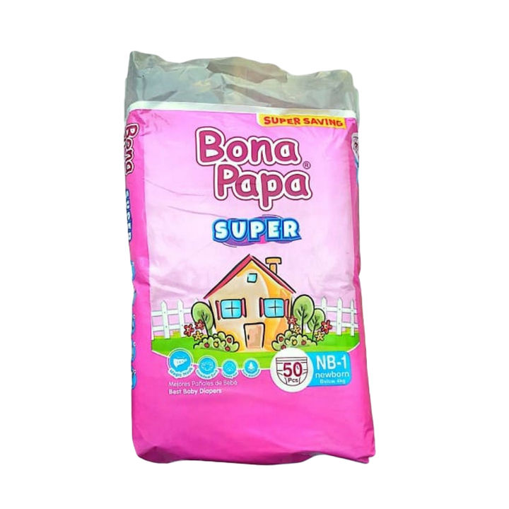 BONA PAPA Zero Size Baby Diaper SUPER (MAGICTAPE) (50 Pcs) Diapers Plus BONAPAPA