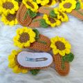 Handmade Hair Pins Sunflower Crochet Hair Clips Girl Barrettes Flower Hairpin Children Side Bangs Clip Knitting Hair Accessories. 