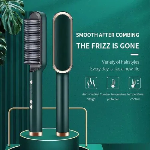 Electric Hair Straightener Brush - Adjustable Heat Hot Comb For Curling Or Straightening