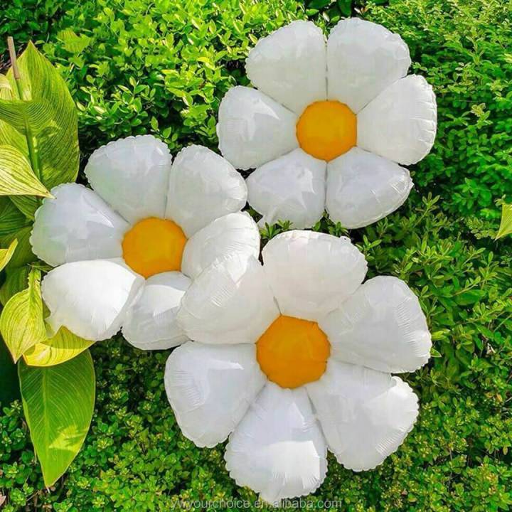 WHITE FLOWERS FOIL BALLOONS PACK OF 5 FOIL BALLOON