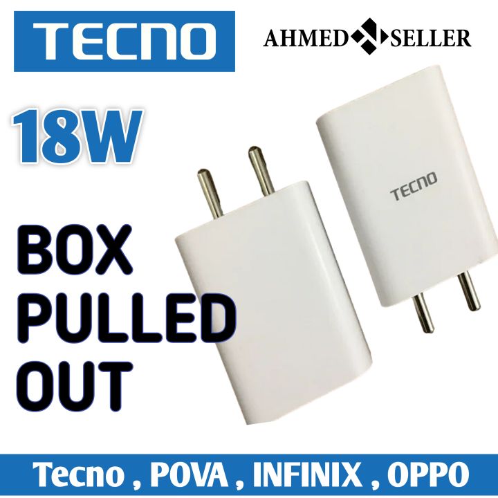Tecno 18 Watt Charger BOX OUT Genuine - Tecno 18W Fast Charging Adaptor / Charger 100 % Original