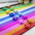 DIY Folding Origami Paper Glitter Bling Shiny Lucky Wish Star Stripes. 
