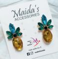 Rhinestone Acrylic Crystal Pineapple Stud Earrings. 