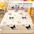 Cotton 800TC Bedsheet Sanrio Cinnamoroll Hello Kitty Fitted Bedsheet Queen King Size. 