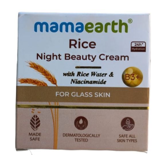 Indian Mamaearth Rice Night Cream For Clear Skin  With Rice Water & Niacinamide for Glass Skin -50g