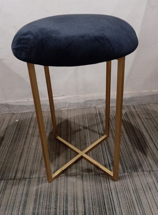 Velvet%20Cushion%20Stool%20X%20Base%20Designee%20For%20Home%20Dressing%20Stool%20Single%20Stool%20Ottoman%20Stool%20Fancy%20Golden%20Stool%20Bar%20Stool%20Wrought%20iron%20-%20Image%204