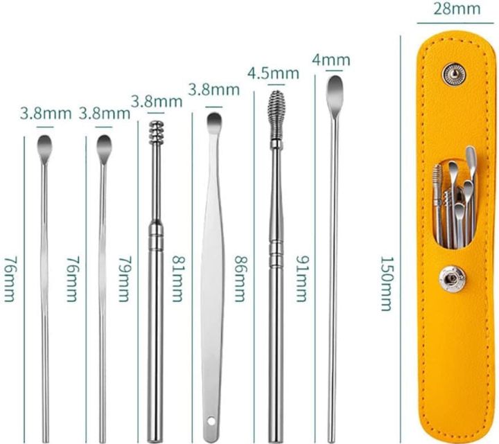 Ear Wax Cleaning Kit, 6 Pcs Ear Pick Tools, Wax Removal Kit, Ear Cleaning  Tool Set, Spring Earwax Cleaner Tool Ear Wax Remover, Reusable Ear Cleaner  for Children and Adult | Daraz.pk