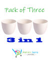 Pack of 3 Small Flower Pots for Cactus and Artificial Plants - White. 