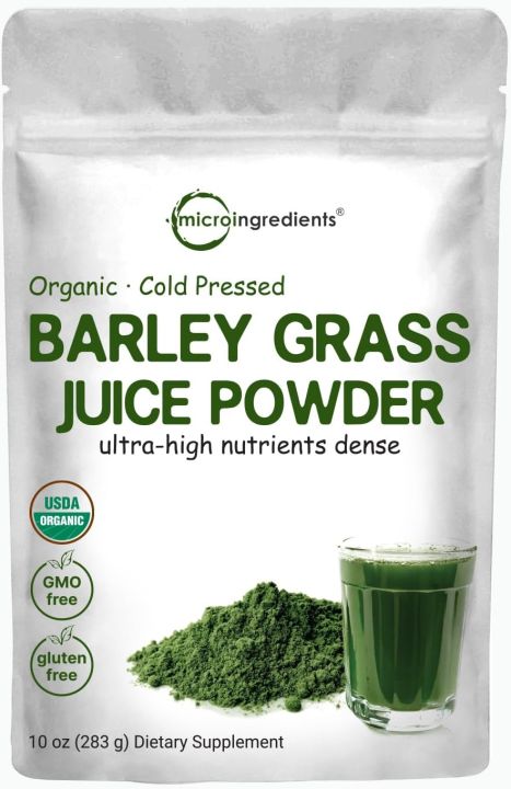 Micro Ingredients Organic Barley Grass Juice Powder, 100g Cold Pressed, US Grown, Rich in Immune Vitamin, Fibers, Minerals, Antioxidants and Protein, Support Immune System and Digestion, Vegan