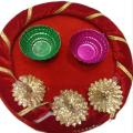 Mehndi Rasam Plate (Ring Style) (Red Color) / Rasm e Hina Plate / Mayoon Plate. 