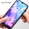 Biruiqu For VIVO Y28 Shockproof Tempered Glass Back Soft Silicone Edge Black Case Cover Casing. 